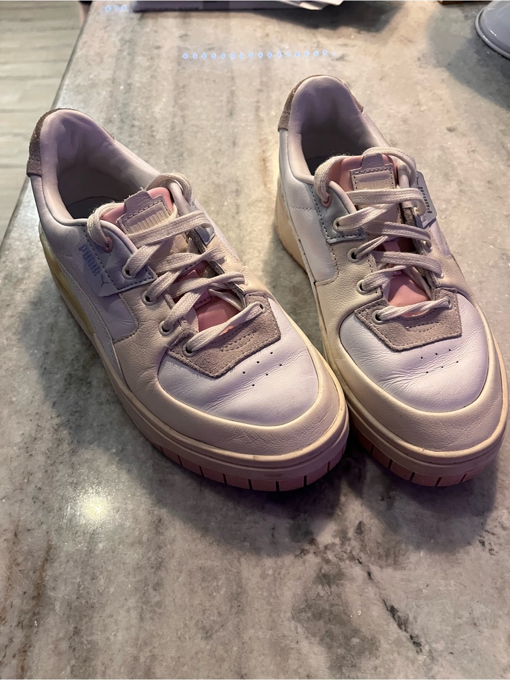 Puma Women's White and Pink Low-Top Sneakers